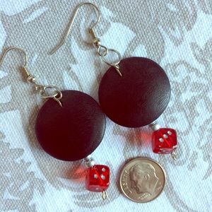 please bundle: wood and glass dice earrings